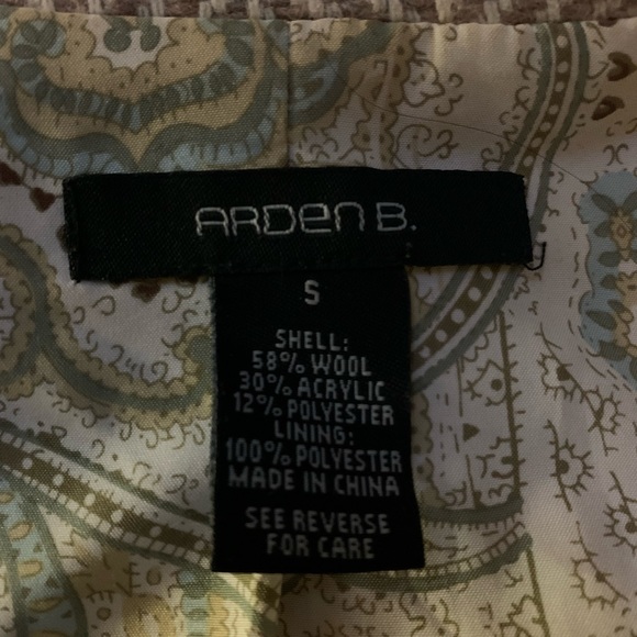 Arden B Wool Coat Double Breasted Small Tan and Cream. Lined. - Picture 5 of 5